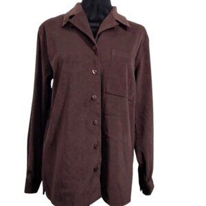Anne Carson Buttoned Down Collared Brown Blouse Women's Small